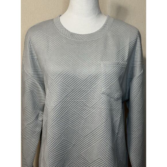 Merokeety Crewneck Long Sleeve Sweater Textured Gray Size Medium NWT - Picture 2 of 12